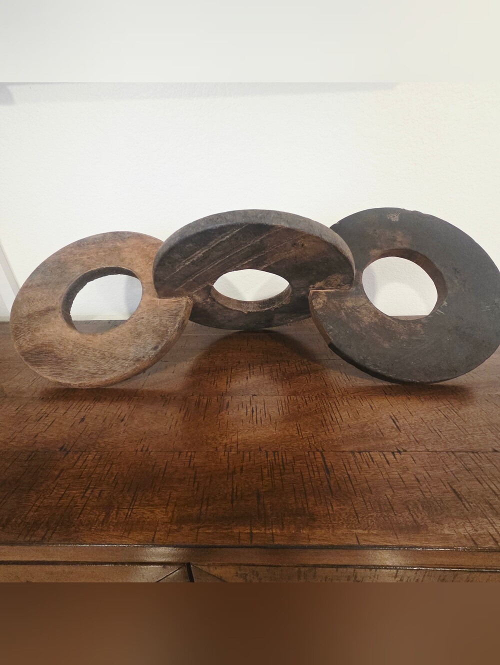 Perigold Organic Geometric Triple Chapati Marker Disc Tabletop Sculpture Decor